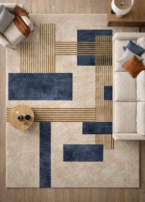 New Stylish  Hand-Tufted Modern Rugs  Hand Med Carpet 100% Soft Wool Bathroom