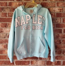 Pacific & Co full zip Women's Light Blue Hoodie / Naples Florida logo/Size Small