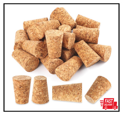 20 Pack Soft Wood Tapered Corks, Leakproof Plugs for Wine, Beer & Liquor Bottles
