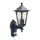 Black & Glass Security Motion Sensor PIR Outdoor Garden Porch IP44 Wall Light
