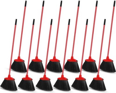 12 Pcs Heavy Duty Commercial Angle Broom 53 Inch Long Handle for Sweeping Ind...