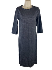 IFT Women’s Dress Black Silver 3/4 Sleeve Long Stealth Size L