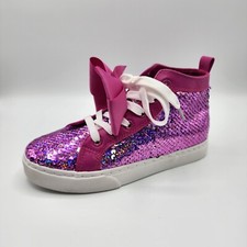 JoJo Siwa Sneakers Magenta Glitter Youth Girl's High-Top Bow Size 3 New