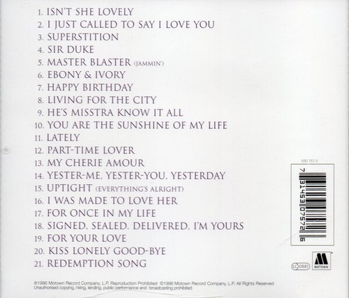 Stevie Wonder Song Review A Greatest H CD Comp RE RP 9805 - Bild 2 von 3