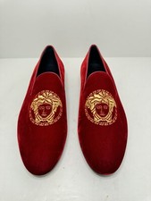 Versace Medusa Red Velvet Loafers Size 44.5 SOLD OUT