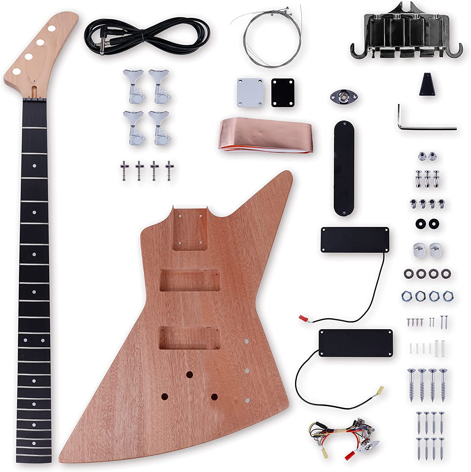 DIY Electric Bass Guitar Kits Mahogany Body, Roasted Maple Neck and