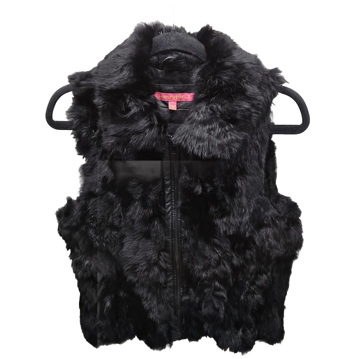 ジャケット・アウター deadstock vintage rabbitfur leather vest Jennyfer. J Genuine Rabbit Fur Vest Jacket Sz Medium