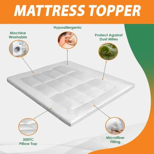 Luxury Soft Hotel Quality Microfiber Mattress Topper Box Stitched Thick 5cm - Picture 1 of 4