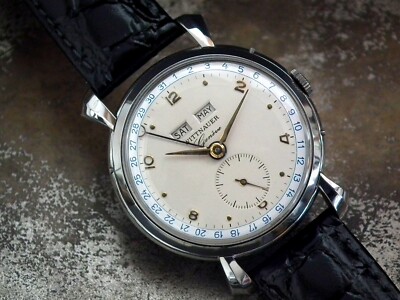 Remarkable 1940 s Triple Date Wittnauer Gents Vintage Watch