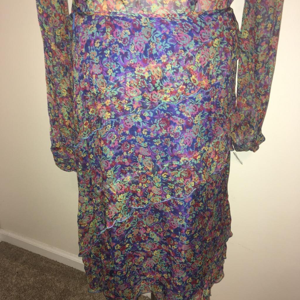 Max Mara MaxMara Multi-color Floral 100percent Silk 2-Piece Outfit Top and Skirt  8 image 6