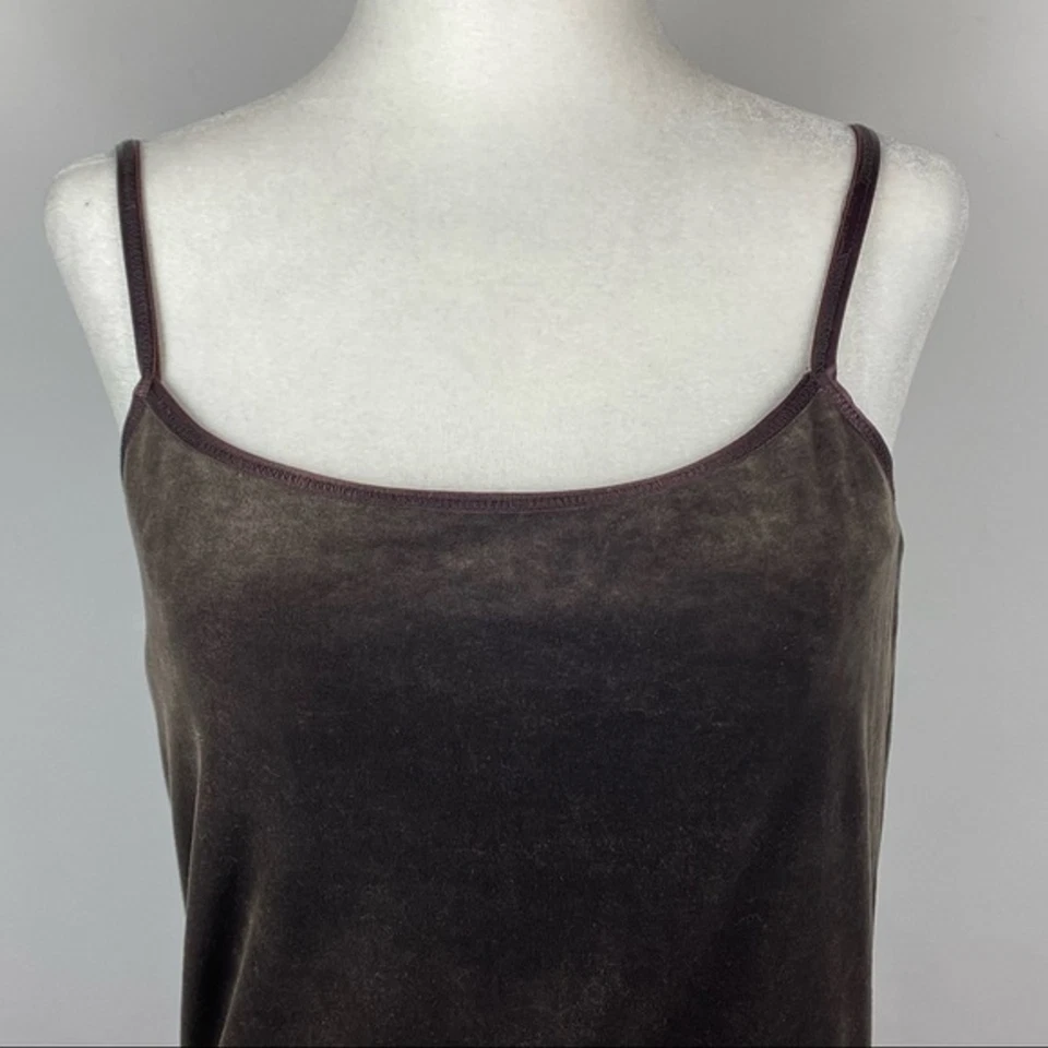 Camiseta sin mangas J.Jill para mujer pequeña marrón terciopelo damas elástica sin mangas informal Foto 3 de 4