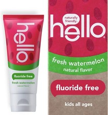 Hello Oral Care Kids Fluoride Free and SLS Free Toothpaste, Natural Watermelon,