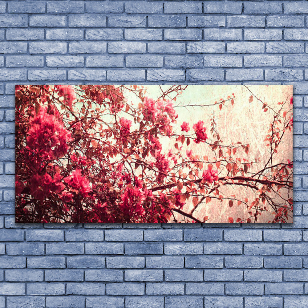 Tableau sous verre 140x70 cm Nature Branches Feuilles pour salon
