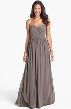 NWOT  charcoal Jenny Yoo 'Aidan' Convertible Strapless Chiffon Gown size  16