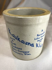Vintage Kaukauna Klub Cheese Crock - "It Spreads Like Butter" 1933 Wisconsin USA