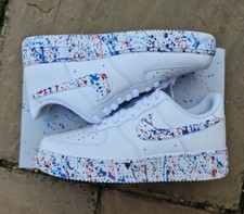 Air Force 1 Custom Red White Blue USA Splatter Swoosh White Shoes Mens Womens