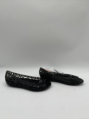 Crocs Women's Isabella Jelly II Flat W Ballet, Black/Black Size 4M