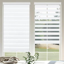 Greywind Motorized Zebra Blinds w/Remote  (Set of 2)
