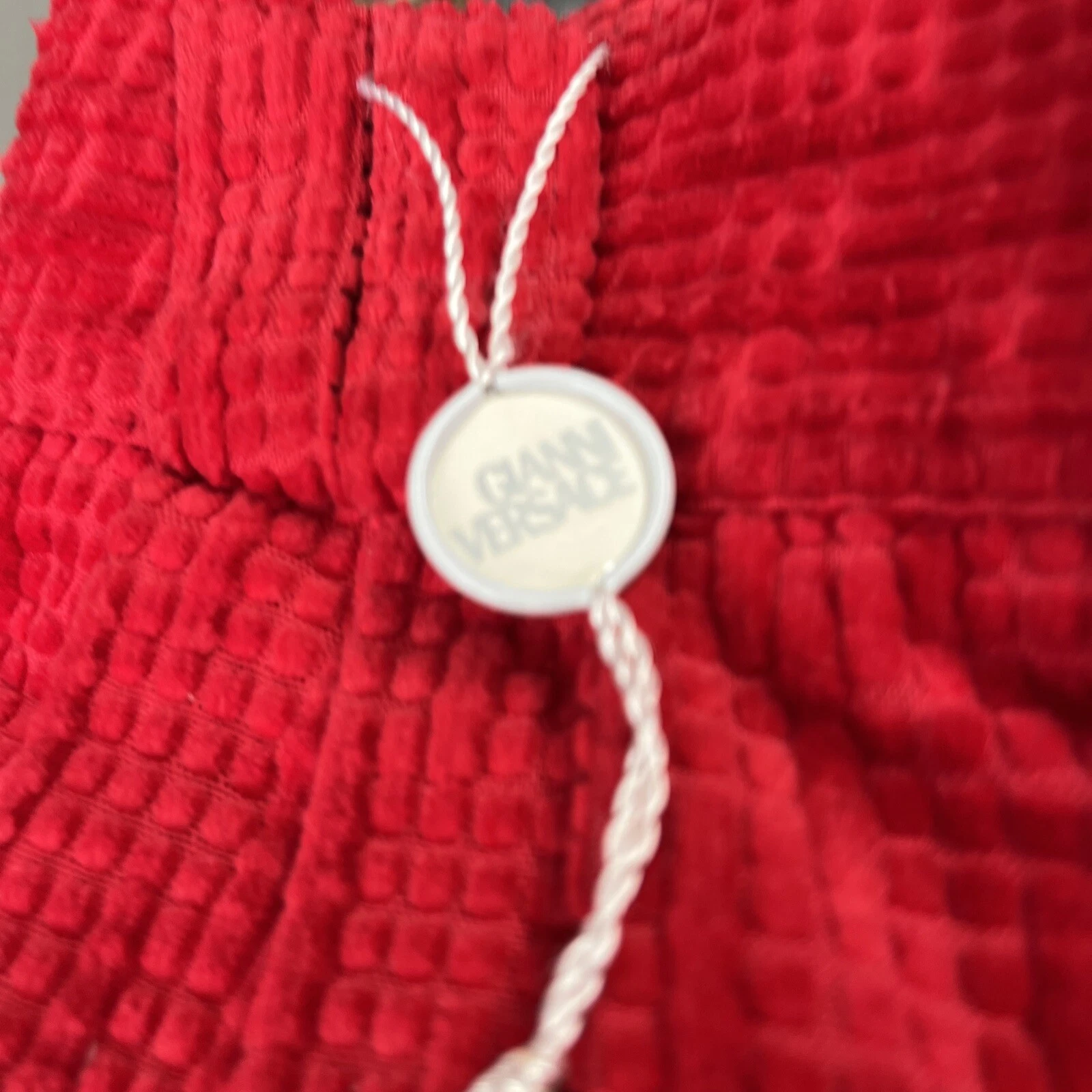 Pantalone Gianni Versace rosso cotone plissettato affusolato vita alta taglia 46 10 nuovo senza etichette