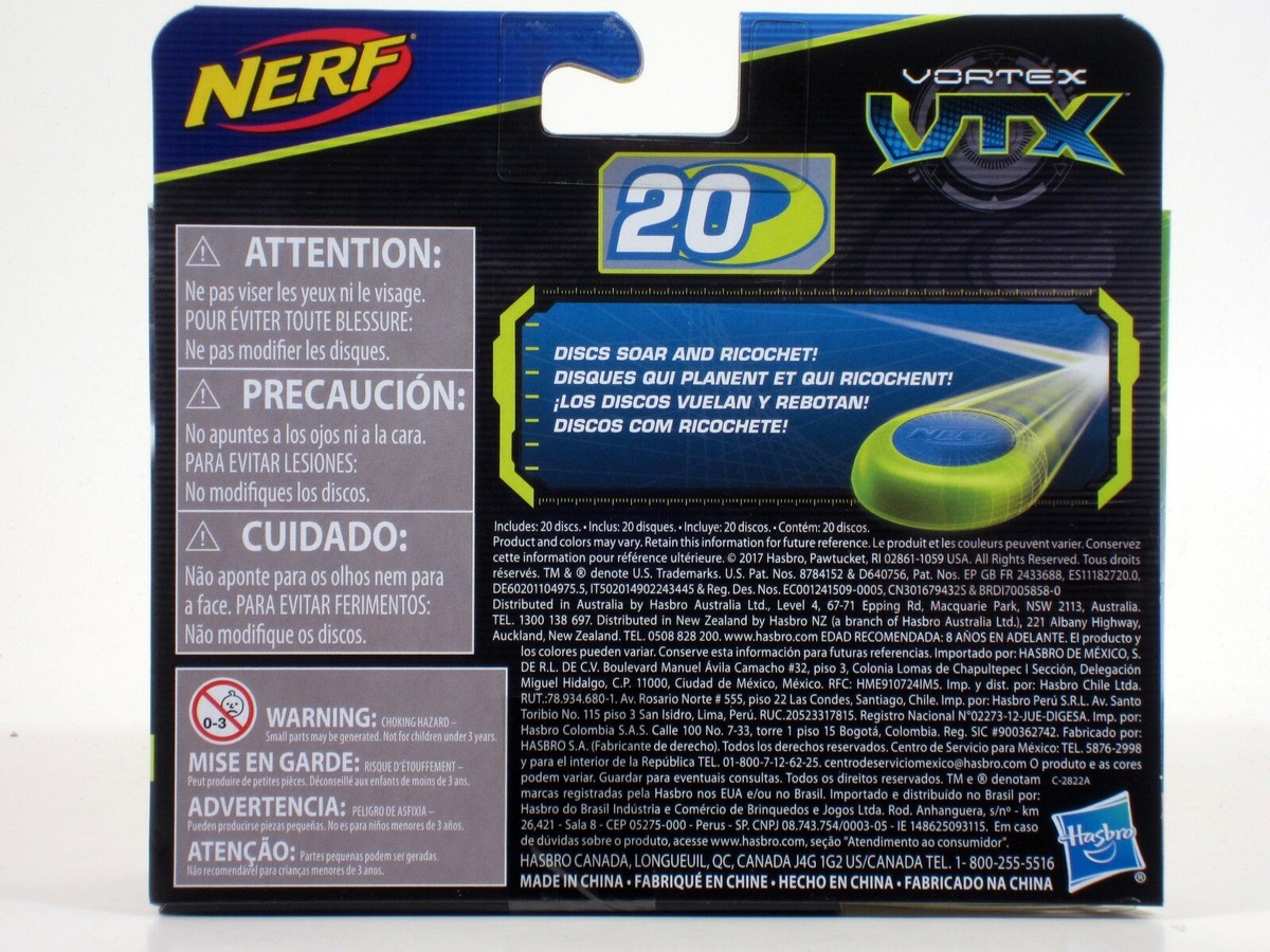 【お買い得】Vortex Label 5枚セット　7インチ NERF Vortex VTX 20 Disc Rounds Refill Pack - Soar & Ricochet NEW