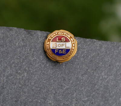 Firemen 25 Years Continous Membership L.S B of L F&E Metal & Enamel Pin Pinback