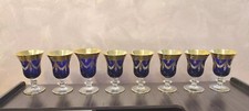 Set 8 Bicchieri vetro di murano Blu Cobalto Calice Vino 