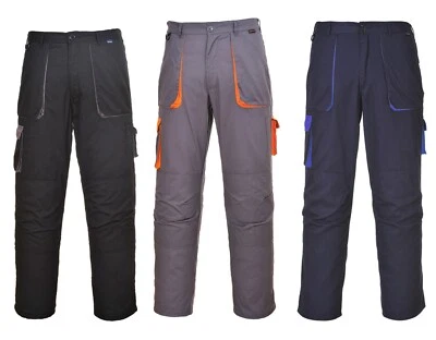 Portwest TX11 Trousers Texo Contrast Work Wear Elastic Waist Knee Pad Pockets