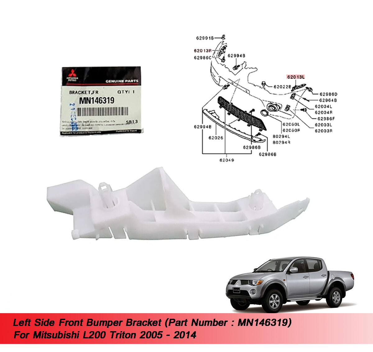 FL Bumper Bracket MN146319 For L200 Triton 2005 2006 2007 2008