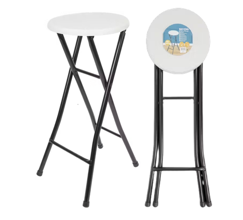 Otto Klapphocker Aqkgtj Klappstuhl Rund Klappbarer Barhocker, 60 Cm/70 Cm, Hochstuhl Mit PVC-gepolstertem Sitz, Faltbarer Hocker Für Küche Haus Garten Bar (Color : White, Size Die Besten Klapphocker Metall