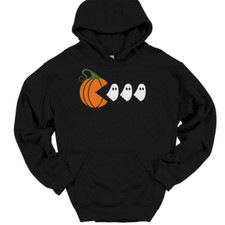 Halloween Pumpkin Ghost Hooded Sweatshirt Funny Video Game Humor Hoodie