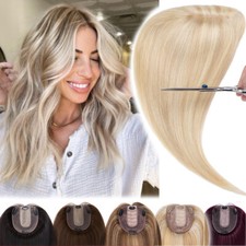 Lace Base Side Part Topper Remy Human Hair Extensions Clip In Top Piece Toupee U