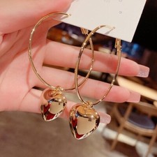 Love Heart Dangle Drop Earrings,Heart Earrings,Gold Hoop Earrings