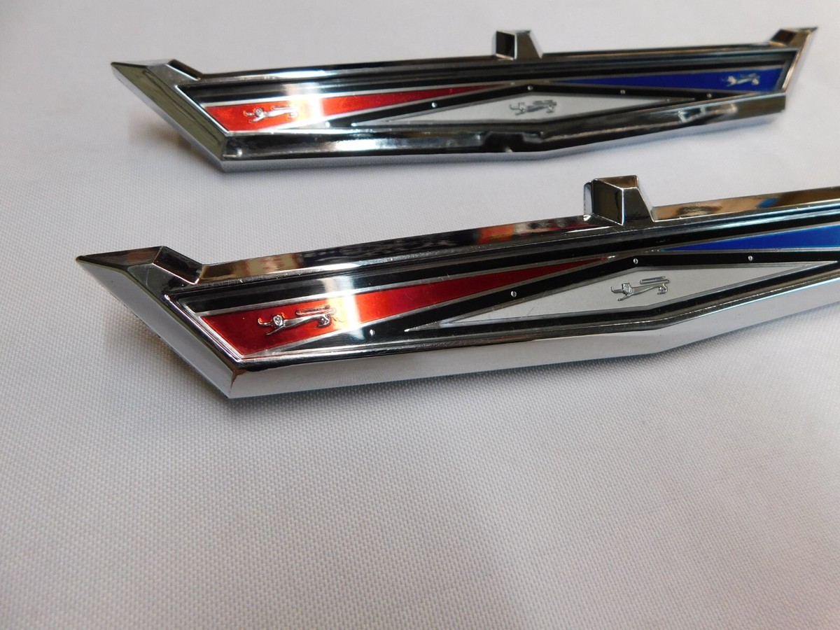 NOS OEM Ford 1963 Galaxie + 1964 Fairlane Roof Ornaments Emblems