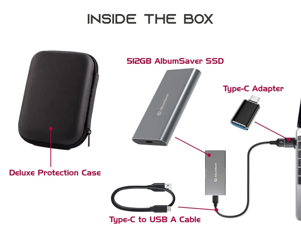 Album Saver External Solid-State Drives 512GB USB Type C- 500MB/S Super Speed - Image 4 of 4