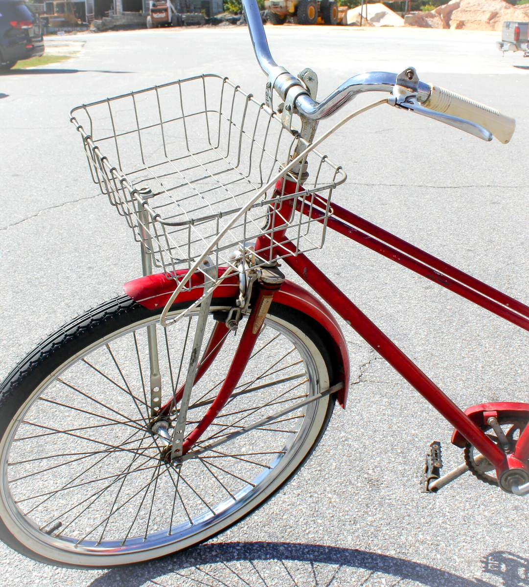 Vintage 1960s Sears Tandem Bicycle for Two Seater Red Bike with