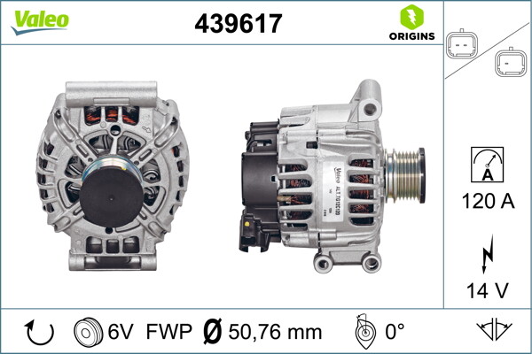 Alternatore 439617 VALEO per CITROËN PEUGEOT MINI