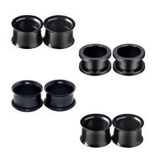 Pair Black Stainless Steel Flesh Tunnels Screw/Flared Ear Gauge Plug Piercing