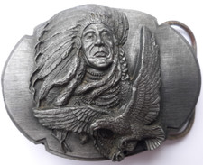1989 Siskiyou Belt Buckle Indian Chief Joseph  eagle 3.25" long