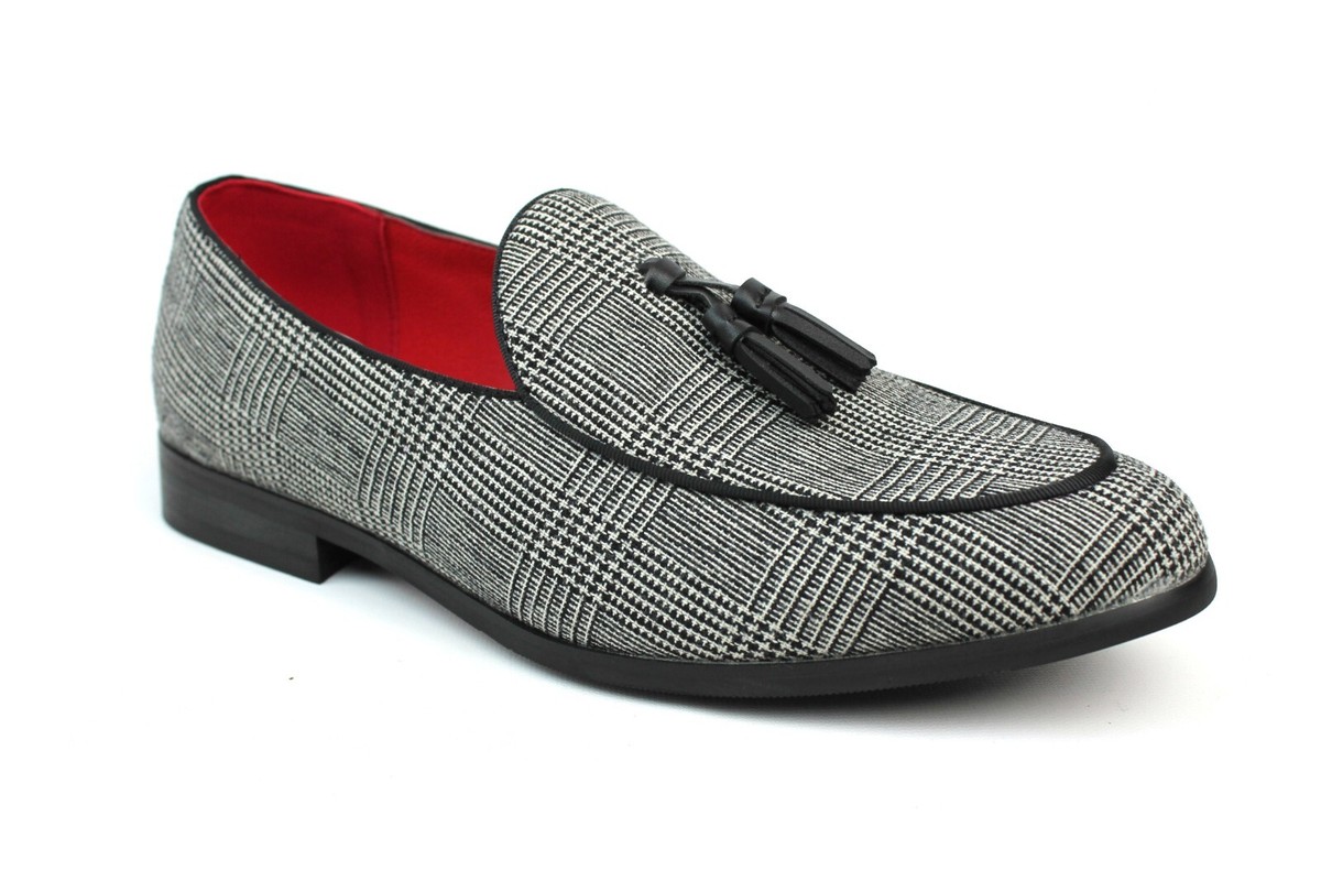 Men\'s White Houndstooth Dress Loafers Tassels Alden x Brogue Floyd Tassel Loafers – BROGUE main image 3