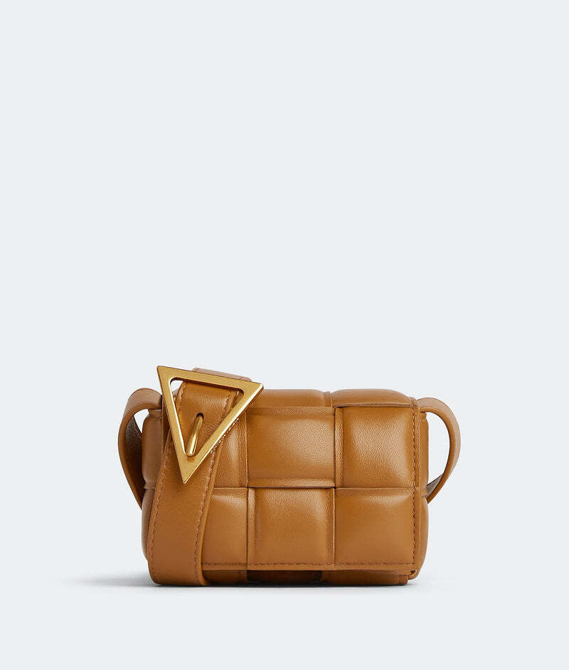 NEW BOTTEGA VENETA Camel/Brown Candy Padded Mini Cassette NEW BOTTEGA VENETA Camel/Brown Candy Padded Mini Cassette