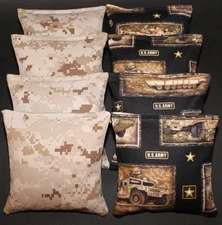 US ARMY MILITARY Cornhole Bean Bags Patriotic BAGGO TOSS GAME Quality Handmade!
