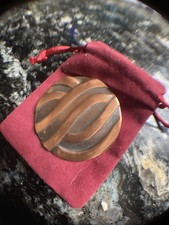 Frank Rebajes Handcrafted Copper Round Brooch Abstract Wave Design Signed