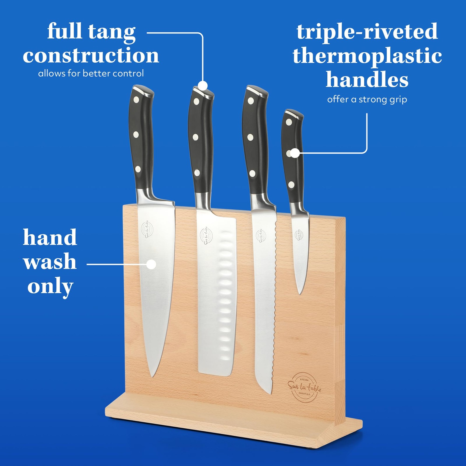 5 Piece Kitchen Knife Set With Magnetic Block German Steel Knives Black