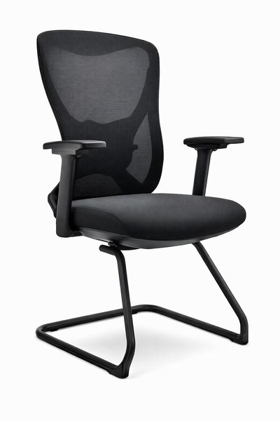Ergonomischer BüRostuhl Mit NetzrüCken Und Kufen-Gestell, Schwarz-image