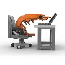 Creative Building Blocks Shrimp MOC Display Fun Meme DIY Assembly Toy for Kids