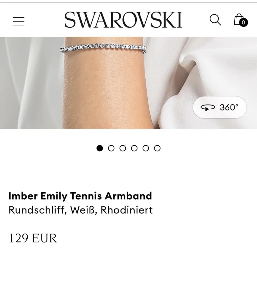 Swarovski Emily Armband, Rundschliff, Weiß, Rhodiniert - Bild 4 von 4