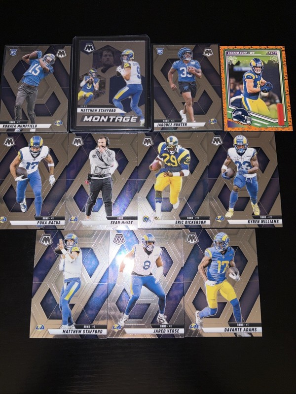 2025 Panini Mosaic Matthew Stafford Montage Los Angeles RAMS 11 Card Lot RC Ins
