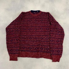 Vintage Knitted Jumper Abstract Patterned Grandad Knit Sweater Men's Xl