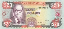 Jamaica 20 Dollars 1991 UNC