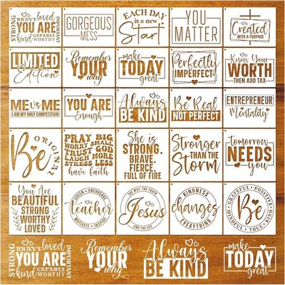 Inspirational Word Stencils Reusable Quotes Motivational 25 Pcs for Crafts